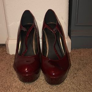 Maroon platform heels